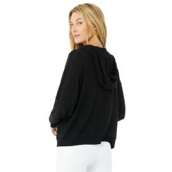 Alo Yoga Women's Alolux Soho Full Zip Hoodie - Black 9 Alo Yoga Women's Alolux Soho Full Zip Hoodie - Black