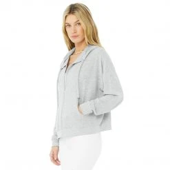 Alo Yoga Women's Alolux Soho Full Zip Hoodie - Athletic Heather Grey