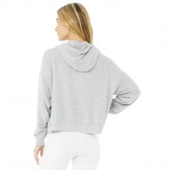 Alo Yoga Women's Alolux Soho Full Zip Hoodie - Athletic Heather Grey 8 Alo Yoga Women's Alolux Soho Full Zip Hoodie - Athletic Heather Grey