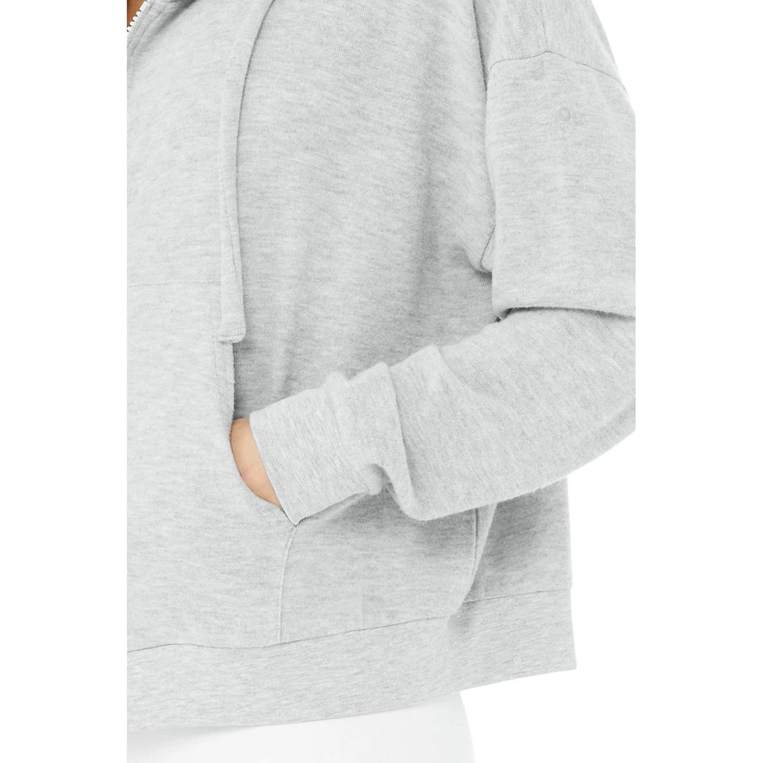 Alo Yoga Women's Alolux Soho Full Zip Hoodie - Athletic Heather Grey 5 Alo Yoga Women's Alolux Soho Full Zip Hoodie - Athletic Heather Grey