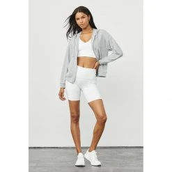 Alo Yoga Women's Alolux Soho Full Zip Hoodie - Athletic Heather Grey 11 Alo Yoga Women's Alolux Soho Full Zip Hoodie - Athletic Heather Grey