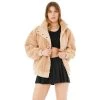Alo Yoga Women's Sherpa Varsity Jacket - Camel Jackets & Vests