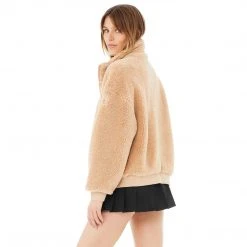 Alo Yoga Women's Sherpa Varsity Jacket - Camel Jackets & Vests