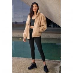 Alo Yoga Women's Sherpa Varsity Jacket - Camel Jackets & Vests 11 Alo Yoga Women's Sherpa Varsity Jacket - Camel Jackets & Vests