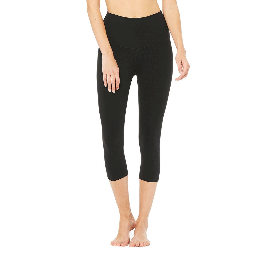 Alo Yoga Bottoms Women's Hight-Waist Airbrush Capri - Black 1 Alo Yoga Bottoms Women's Hight-Waist Airbrush Capri - Black