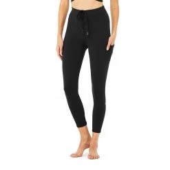 Alo Yoga Women's 7/8 High-Waist Checkpoint Legging - Black Bottoms