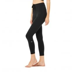 Alo Yoga Women's 7/8 High-Waist Checkpoint Legging - Black Bottoms
