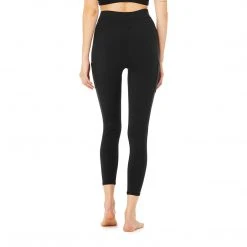 Alo Yoga Women's 7/8 High-Waist Checkpoint Legging - Black Bottoms