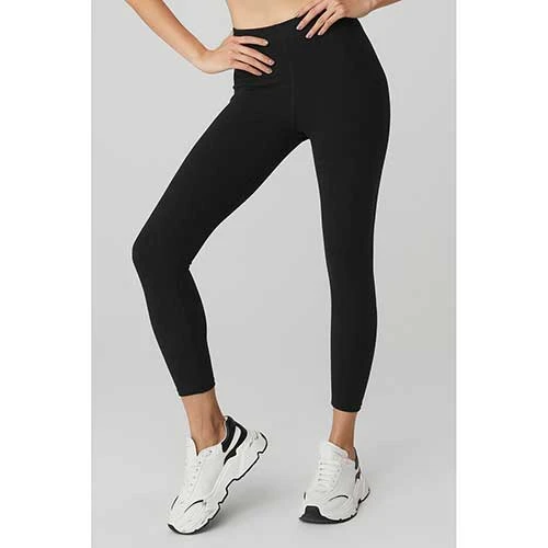 Alo Yoga Women's Ribbed High-Waist 7/8 Blissful Legging - Black 1 Alo Yoga Women's Ribbed High-Waist 7/8 Blissful Legging - Black