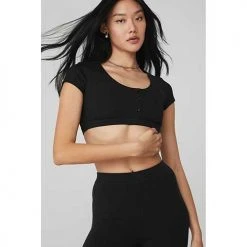 Alo Yoga Women's Ribbed High-Waist 7/8 Blissful Legging - Black 9 Alo Yoga Women's Ribbed High-Waist 7/8 Blissful Legging - Black