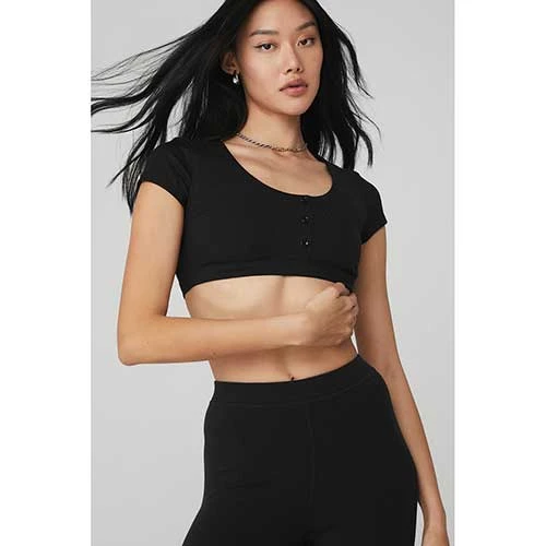 Alo Yoga Women's Ribbed High-Waist 7/8 Blissful Legging - Black 4 Alo Yoga Women's Ribbed High-Waist 7/8 Blissful Legging - Black