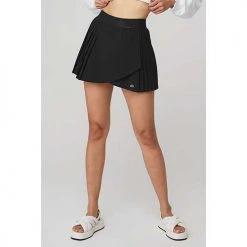 Alo Yoga Women's Aces Tennis Skirt - Black Bottoms