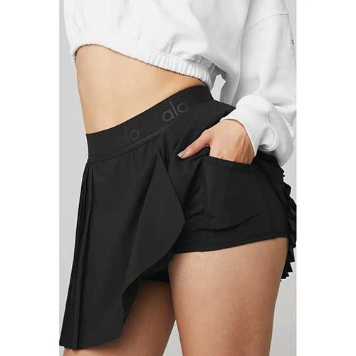 Alo Yoga Women's Aces Tennis Skirt - Black Bottoms 5 Alo Yoga Women's Aces Tennis Skirt - Black Bottoms