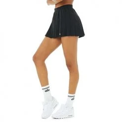 Alo Yoga Women's Varsity Tennis Skirt - Black Bottoms