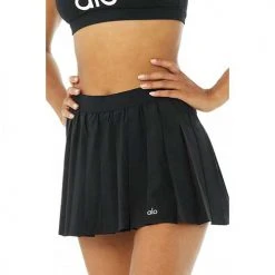 Alo Yoga Women's Varsity Tennis Skirt - Black Bottoms