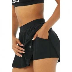 Alo Yoga Women's Varsity Tennis Skirt - Black Bottoms