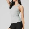 Alo Yoga Tops Women's Ribbed Aspire Full Length Tank - Athletic Heather Grey