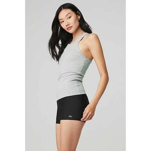 Alo Yoga Tops Women's Ribbed Aspire Full Length Tank - Athletic Heather Grey 2 Alo Yoga Tops Women's Ribbed Aspire Full Length Tank - Athletic Heather Grey
