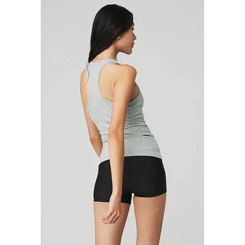 Alo Yoga Tops Women's Ribbed Aspire Full Length Tank - Athletic Heather Grey 3 Alo Yoga Tops Women's Ribbed Aspire Full Length Tank - Athletic Heather Grey