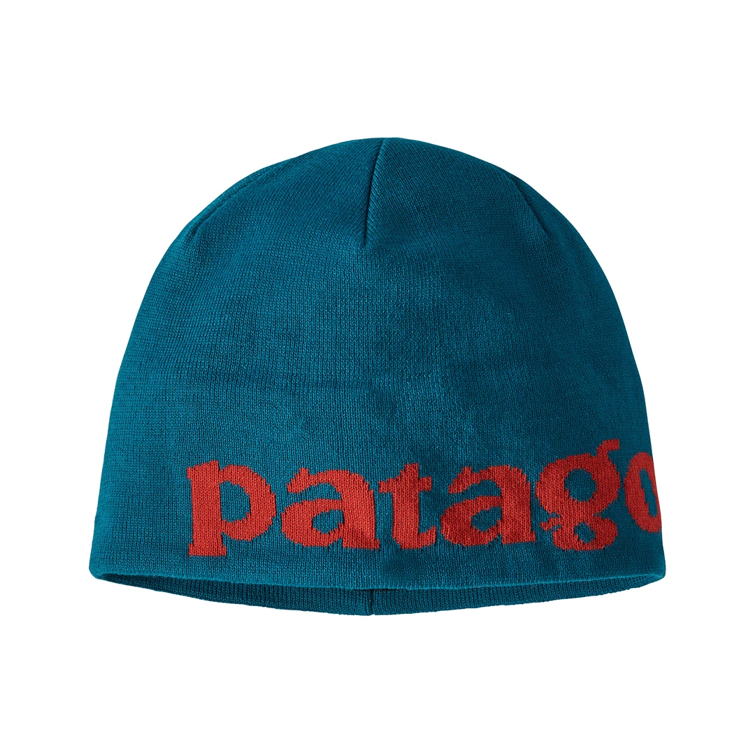 Patagonia Hats Unisex Beanie Hat - Logo Belwe: Crater Blue 1 Patagonia Hats Unisex Beanie Hat - Logo Belwe: Crater Blue