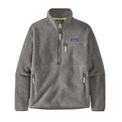 Patagonia Women's Retro Pile Fleece Marsupial Sweatshirt - Salt Grey/Jellyfish Yellow