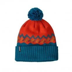 Patagonia Unisex Powder Town Beanie - Lofoten Geo Knit: Paintbrush Red Hats
