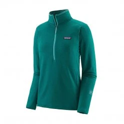 Patagonia Women's R1® Daily Zip-Neck - Borealis Green/Light Borealis Green X-Dye Tops