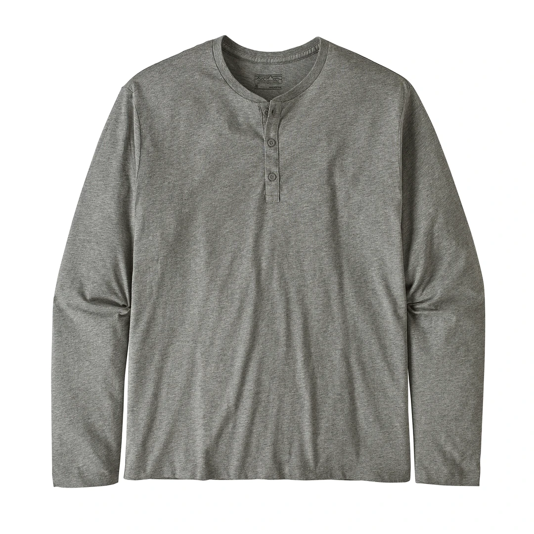 Patagonia Tops Men's Long-Sleeved Organic Cotton Lightweight Henley Pullover - Feather Grey 1 Patagonia Tops Men's Long-Sleeved Organic Cotton Lightweight Henley Pullover - Feather Grey
