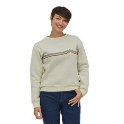 Patagonia Tops Women's Ridge Rise Stripe Uprisal Crew Sweatshirt - Birch White