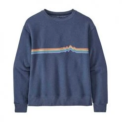 Patagonia Women's Ridge Rise Stripe Uprisal Crew Sweatshirt - Current Blue Tops