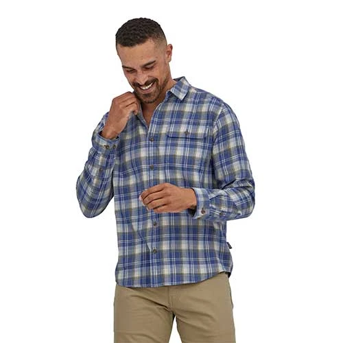 Patagonia Men's Long Sleeve Cotton In Conversion Fjord Flannel Shirt - Libbey: Current Blue 2 Patagonia Men's Long Sleeve Cotton In Conversion Fjord Flannel Shirt - Libbey: Current Blue
