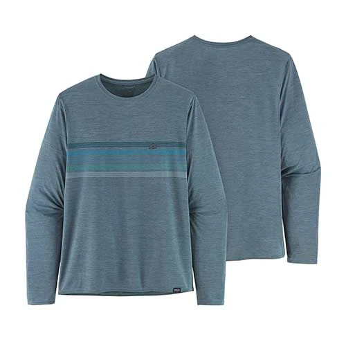Patagonia Men's Long-Sleeved Capilene Cool Daily Graphic Shirt - Line Logo Ridge Stripe: Light Plume Grey X-Dye Apparel 1 Patagonia Men's Long-Sleeved Capilene Cool Daily Graphic Shirt - Line Logo Ridge Stripe: Light Plume Grey X-Dye Apparel