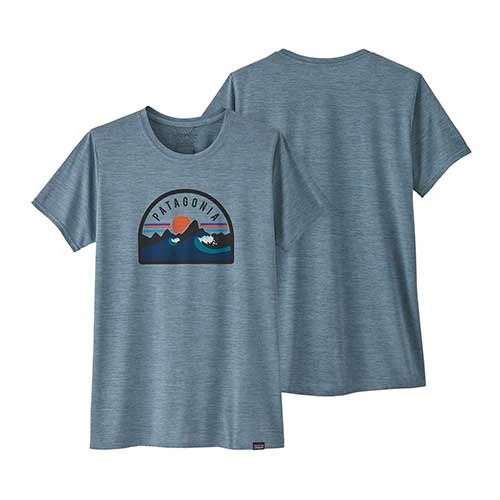 Patagonia Women's Capilene Cool Daily Graphic Shirt - Boardie Badge: Light Plume Grey X-Dye 1 Patagonia Women's Capilene Cool Daily Graphic Shirt - Boardie Badge: Light Plume Grey X-Dye