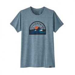 Patagonia Women's Capilene Cool Daily Graphic Shirt - Boardie Badge: Light Plume Grey X-Dye