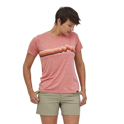 Patagonia Women's Capilene Cool Daily Graphic Shirt - Ridge Rise Stripe: Sunfade Pink X-Dye Tops 4 Patagonia Women's Capilene Cool Daily Graphic Shirt - Ridge Rise Stripe: Sunfade Pink X-Dye Tops