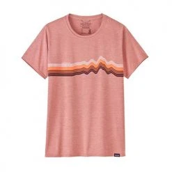 Patagonia Women's Capilene Cool Daily Graphic Shirt - Ridge Rise Stripe: Sunfade Pink X-Dye Tops