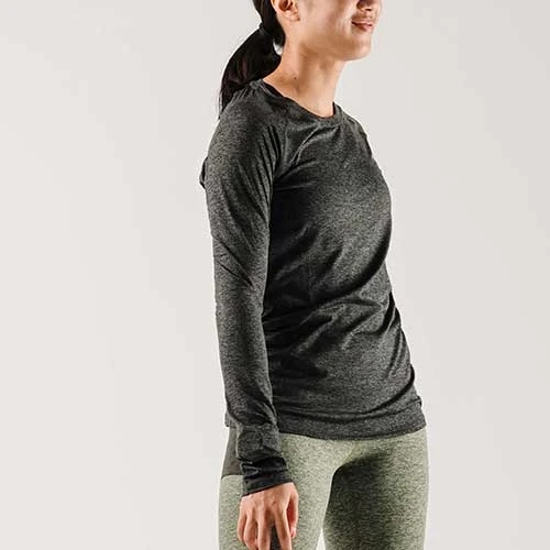 Rabbit Women's EZ Tee Long Sleeve Top - Black Charcoal 2 Rabbit Women's EZ Tee Long Sleeve Top - Black Charcoal