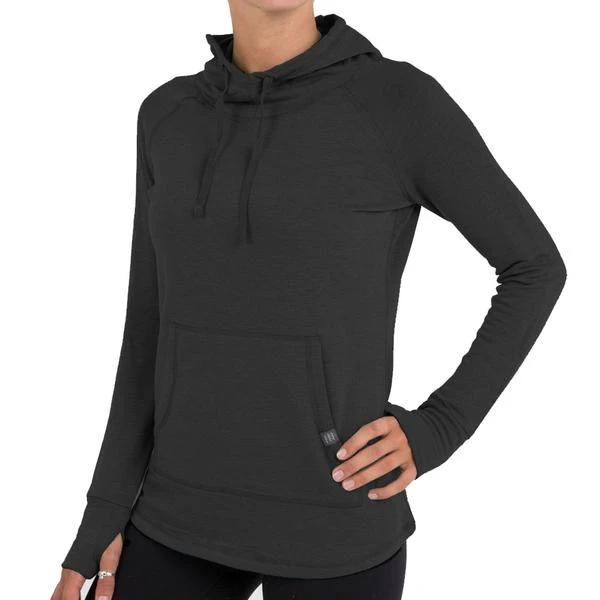 Free Fly Tops Women's Bamboo Fleece Pullover Hoody - Heather Black 1 Free Fly Tops Women's Bamboo Fleece Pullover Hoody - Heather Black