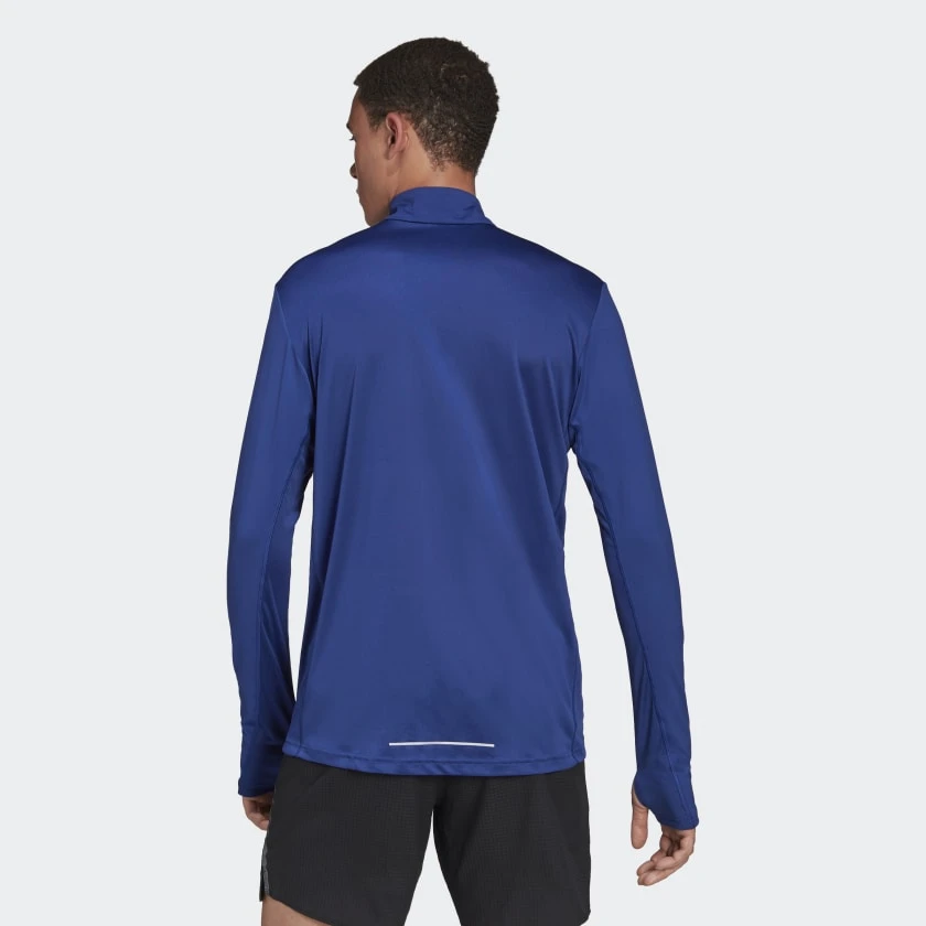 Adidas Men's Own The Run 1/2 Zip Long Sleeve Tee- Victory Blue