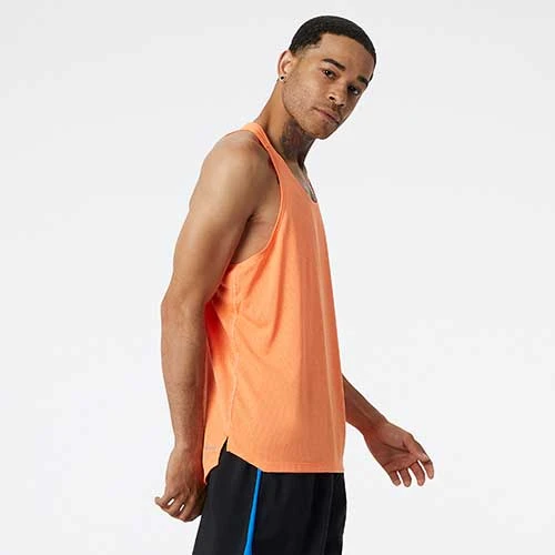 New Balance Men's Impact Run Singlet - Vibrant Orange Heather 2 New Balance Men's Impact Run Singlet - Vibrant Orange Heather