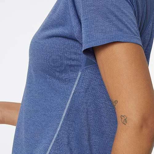 New Balance Women's Impact Run Short Sleeve Top - Night Sky Heather 3 New Balance Women's Impact Run Short Sleeve Top - Night Sky Heather