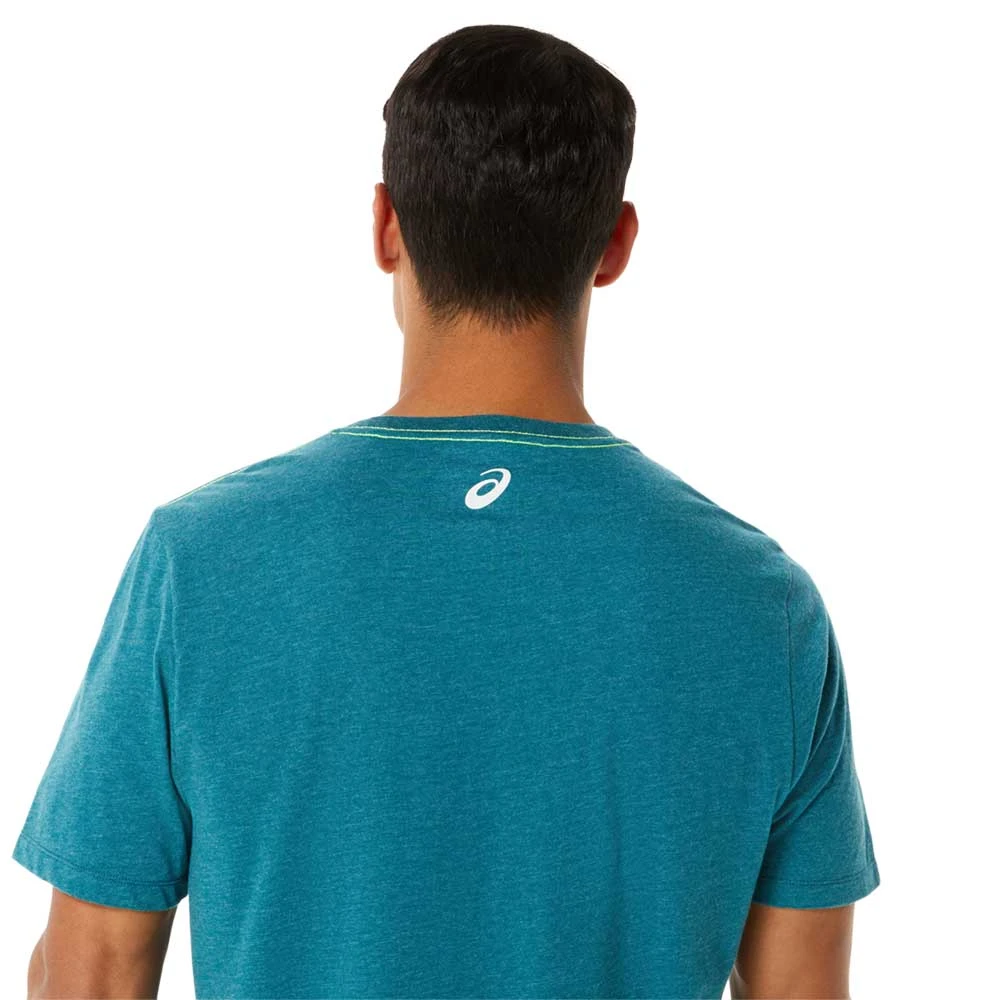 Asics Apparel Men's Graphic Short Sleeve WCH - Velvet Pine Heather 2 Asics Apparel Men's Graphic Short Sleeve WCH - Velvet Pine Heather