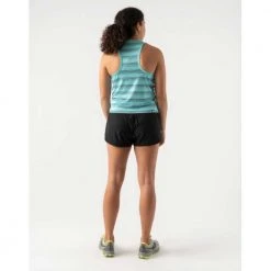 Rabbit Tops Women's EZ Tank Cropped - Peacock Blue Stripe
