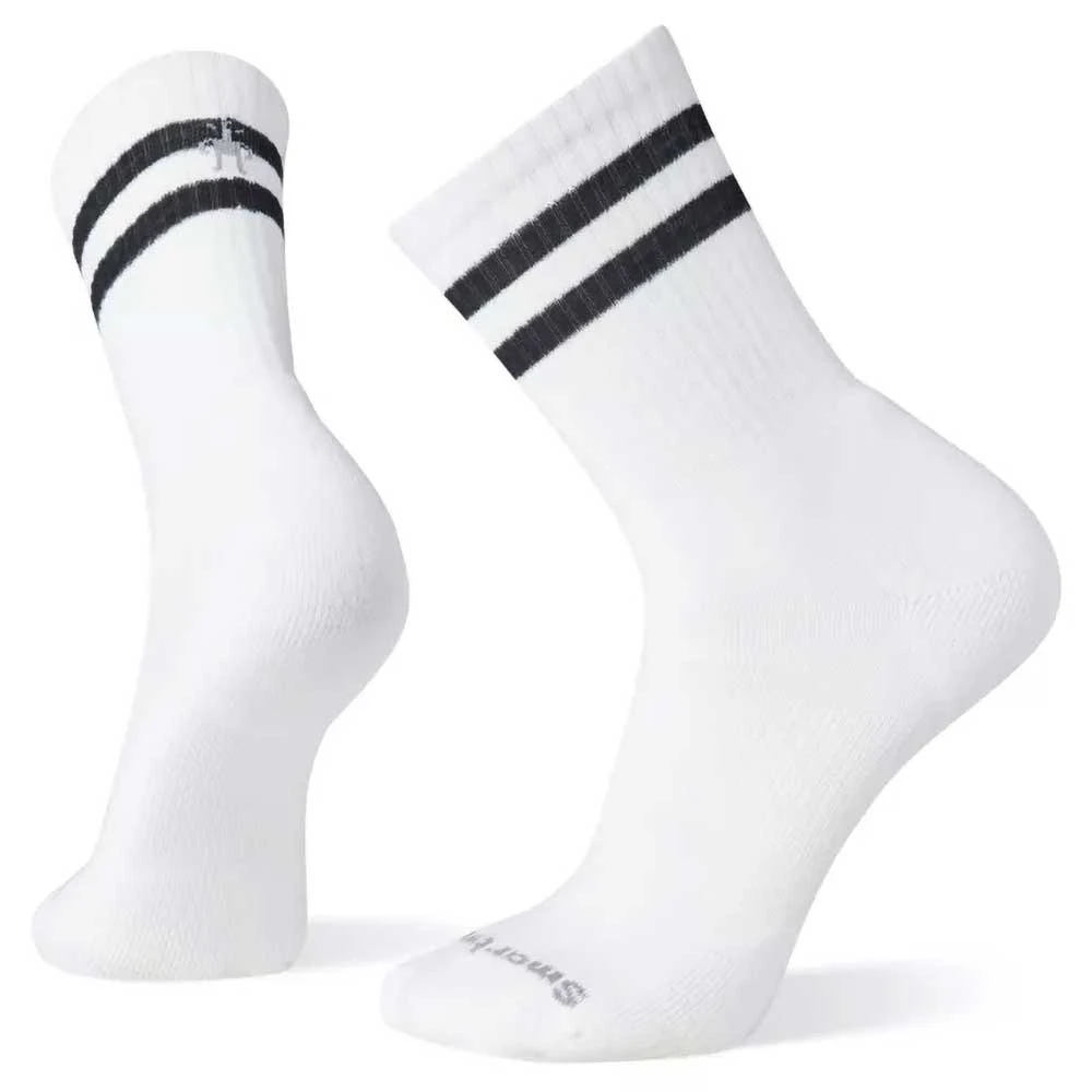 Smartwool Men's Athletic Targeted Cushion Stripe Crew Socks - White-Black Accessories 1 Smartwool Men's Athletic Targeted Cushion Stripe Crew Socks - White-Black Accessories