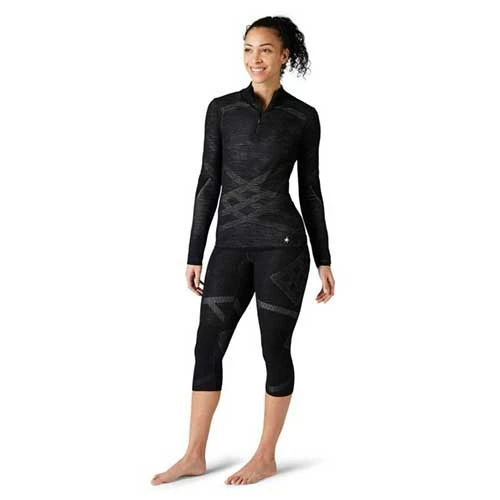 Smartwool Women's Intraknit Merino 200 1/4 Zip - Black/White Tops 2 Smartwool Women's Intraknit Merino 200 1/4 Zip - Black/White Tops