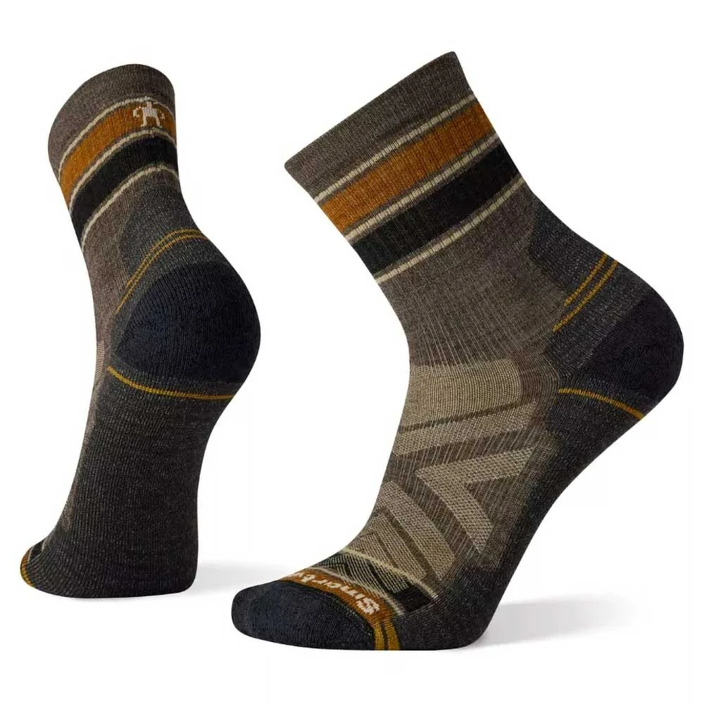 Smartwool Accessories Men's Hike Light Cushion Striped Mid Crew Socks - Taupe 1 Smartwool Accessories Men's Hike Light Cushion Striped Mid Crew Socks - Taupe