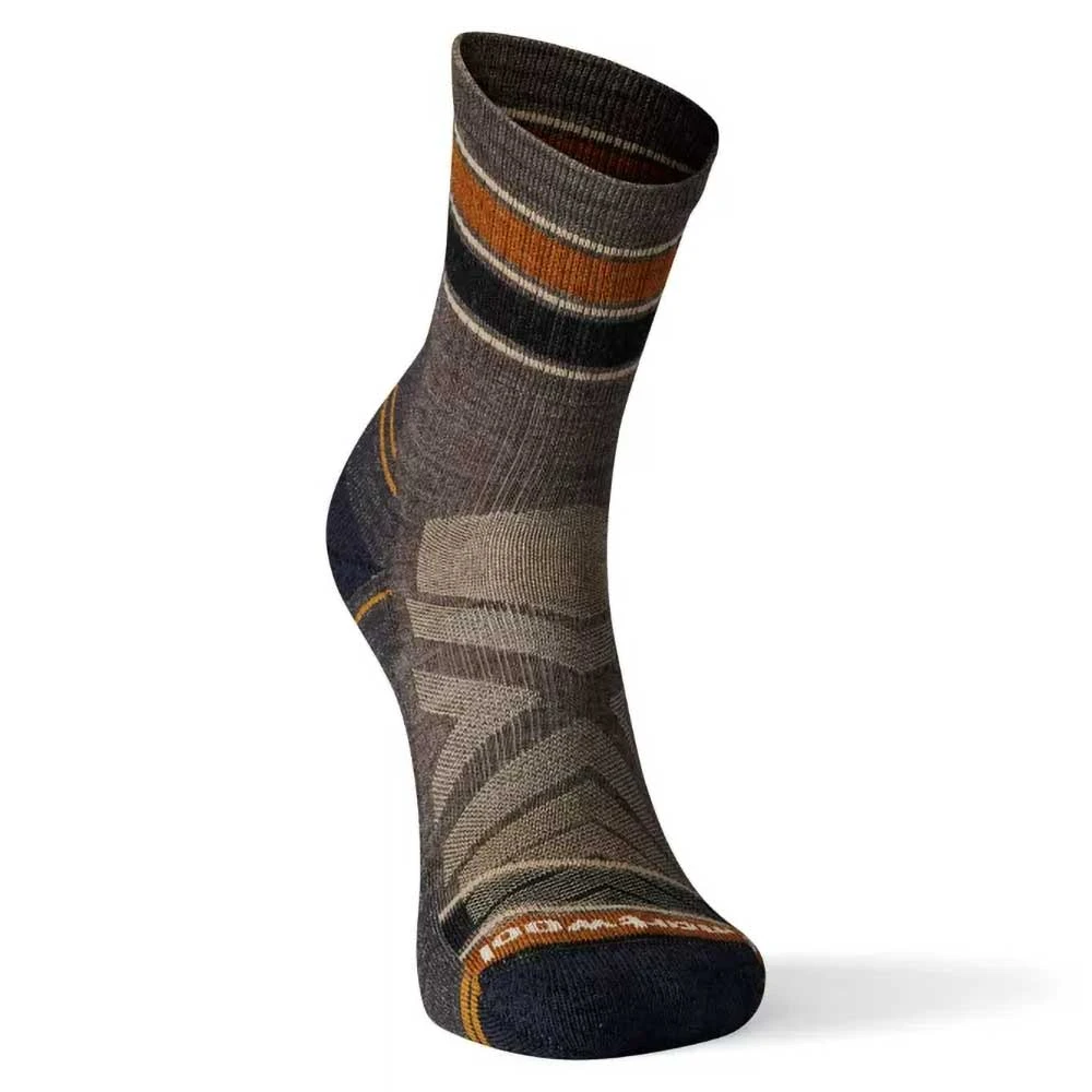 Smartwool Accessories Men's Hike Light Cushion Striped Mid Crew Socks - Taupe 2 Smartwool Accessories Men's Hike Light Cushion Striped Mid Crew Socks - Taupe