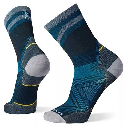 Smartwool Men's Run Zero Cushion Mid Crew Pattern Socks - Black 1 Smartwool Men's Run Zero Cushion Mid Crew Pattern Socks - Black