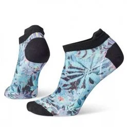 Smartwool Women's Performance Cycle Zero Cushion Dazed Daisy Print Low Ankle Socks - Ocean Blue