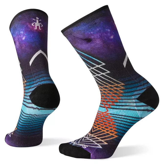 Smartwool Women's Athlete Edition Run Geo Print Crew Socks - Deep Navy 1 Smartwool Women's Athlete Edition Run Geo Print Crew Socks - Deep Navy